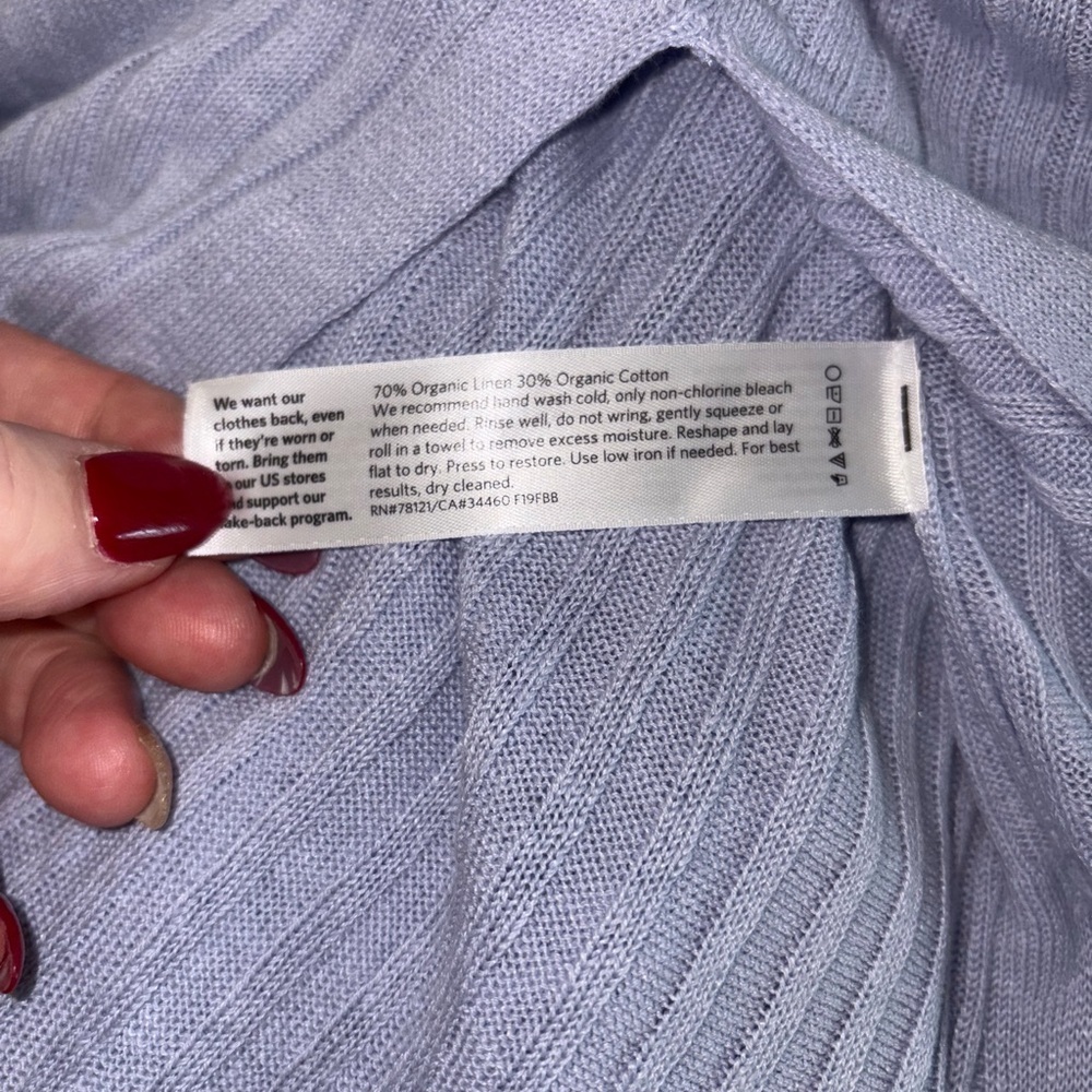 Eileen Fisher Linen Cotton Ribbed Tunic Sweater XL Lavender Lightweight - Picture 5 of 5